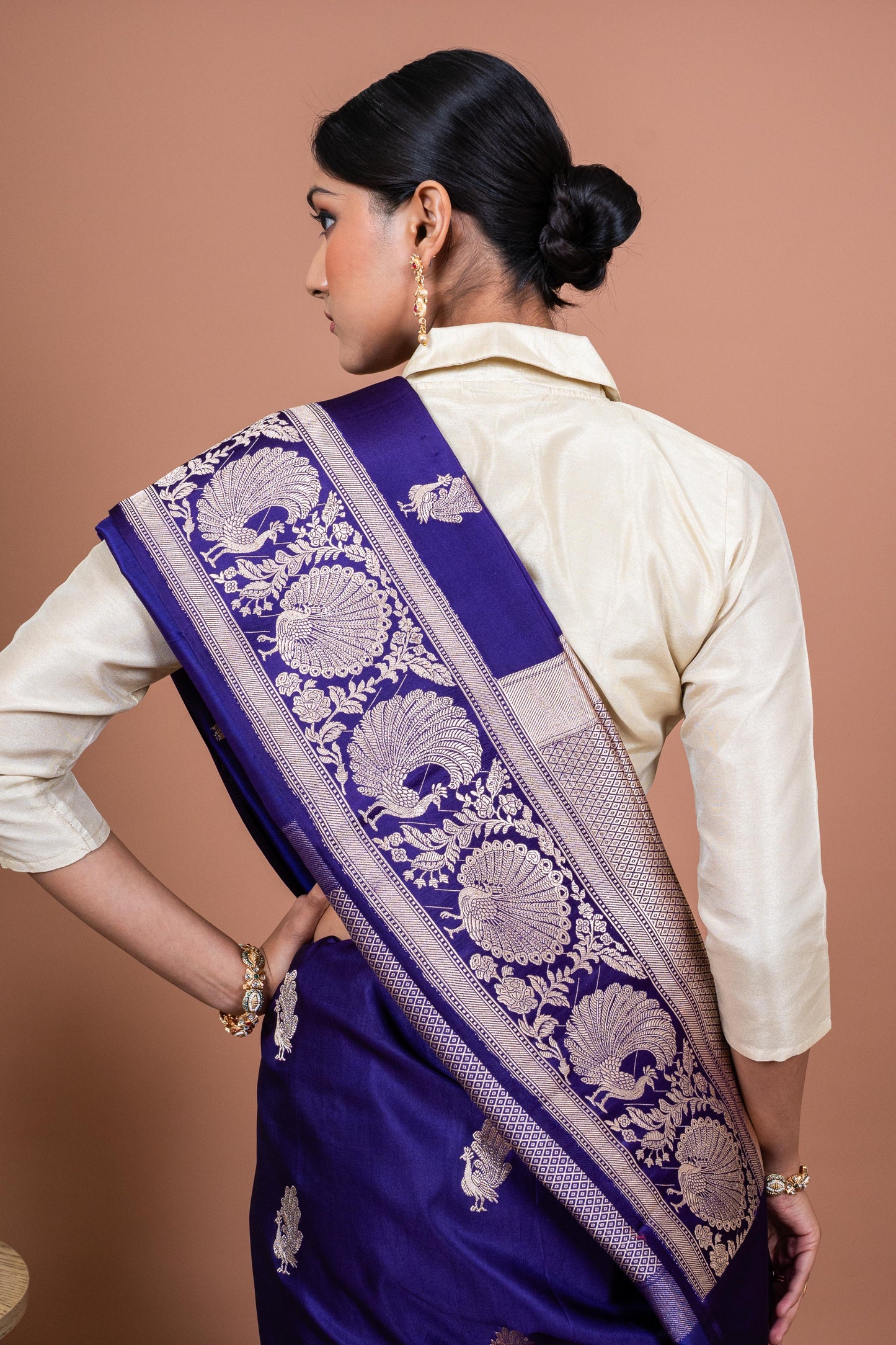 Mayur Border Handwoven Banaras Saree