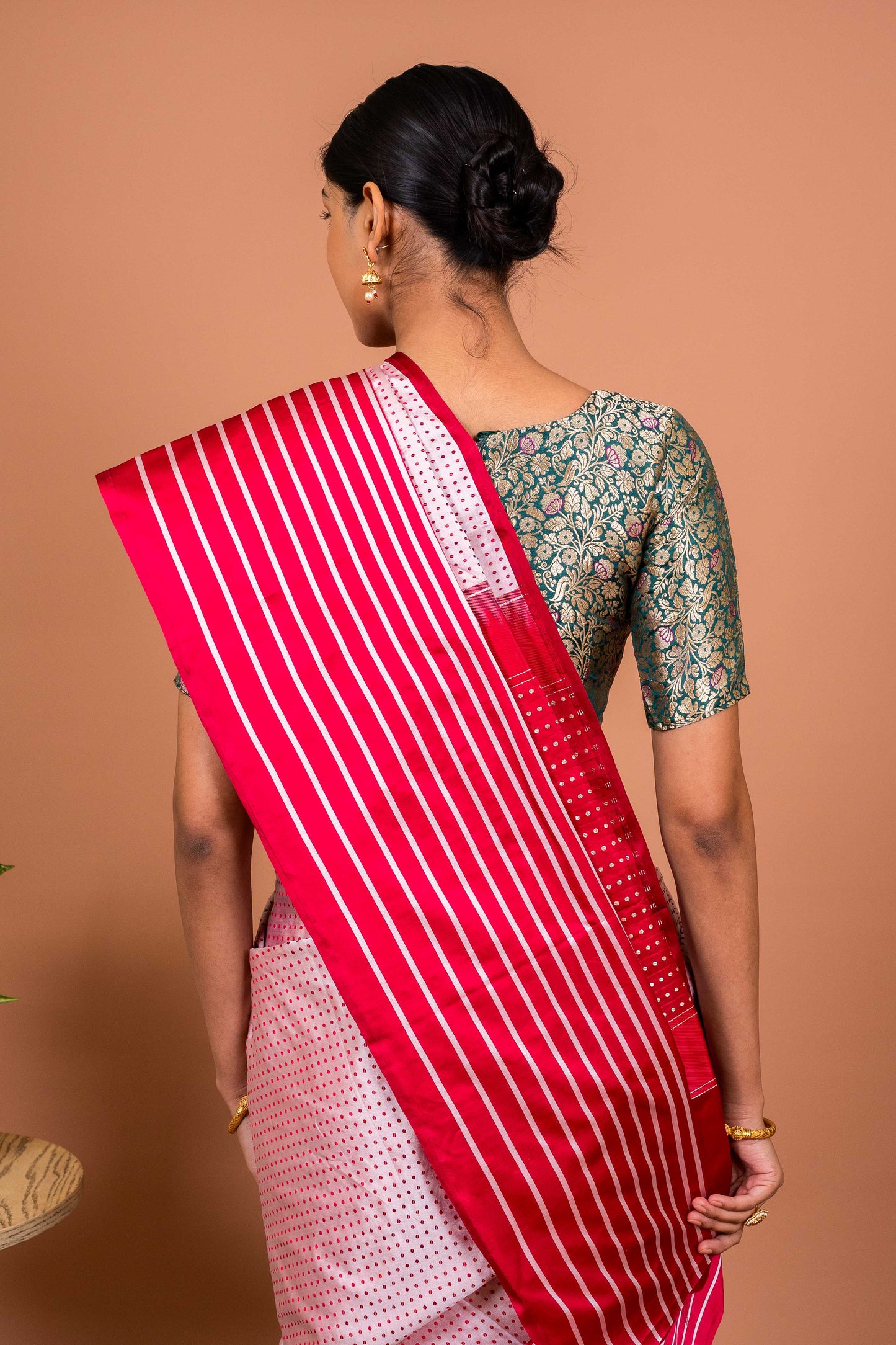 Dot and Stripes Handwoven Banaras Saree