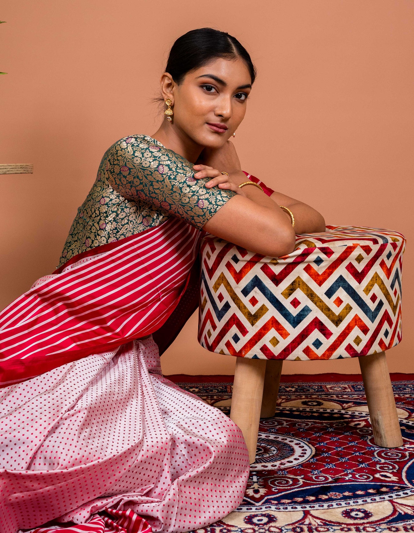 Dot and Stripes Handwoven Banaras Saree
