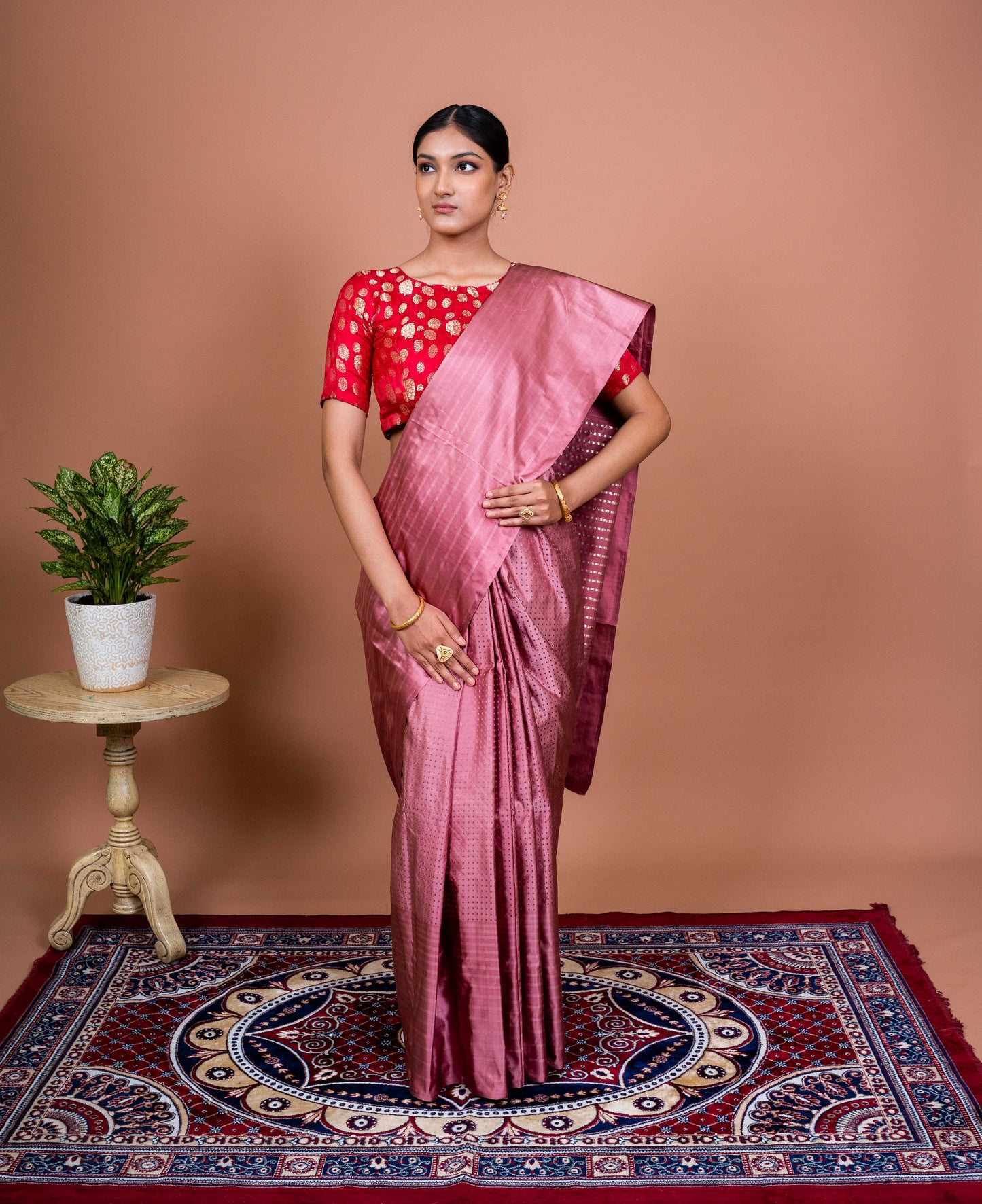 Dot and Stripes Handwoven Banaras Saree