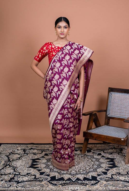 Paan Jaal Handwoven Banaras Saree
