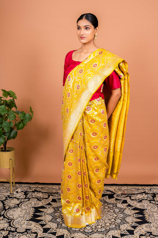 Kaner Jaal Handwoven Banaras Saree