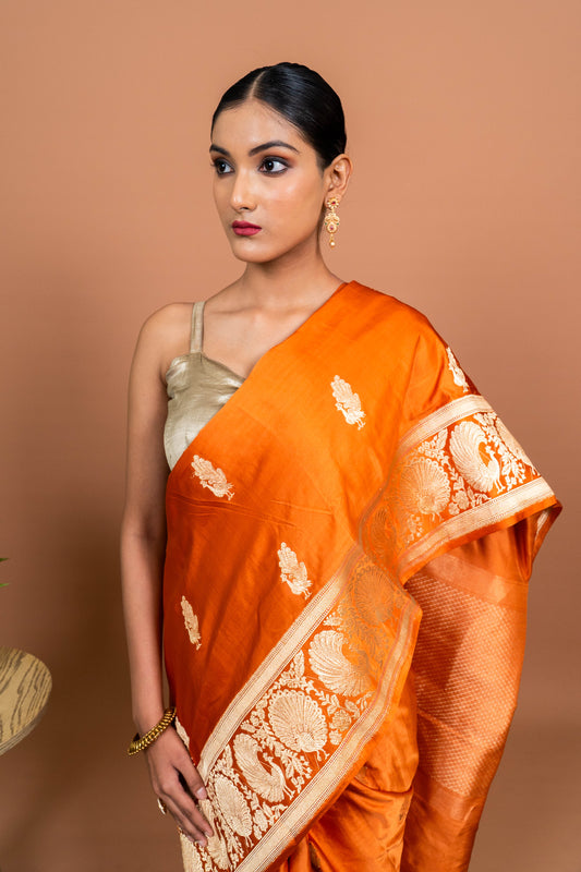 Mayur Border Handwoven Banaras Saree
