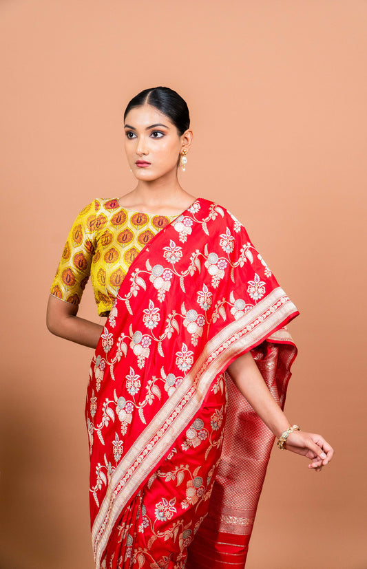 Meenakar Jaal Handwoven Banaras Saree