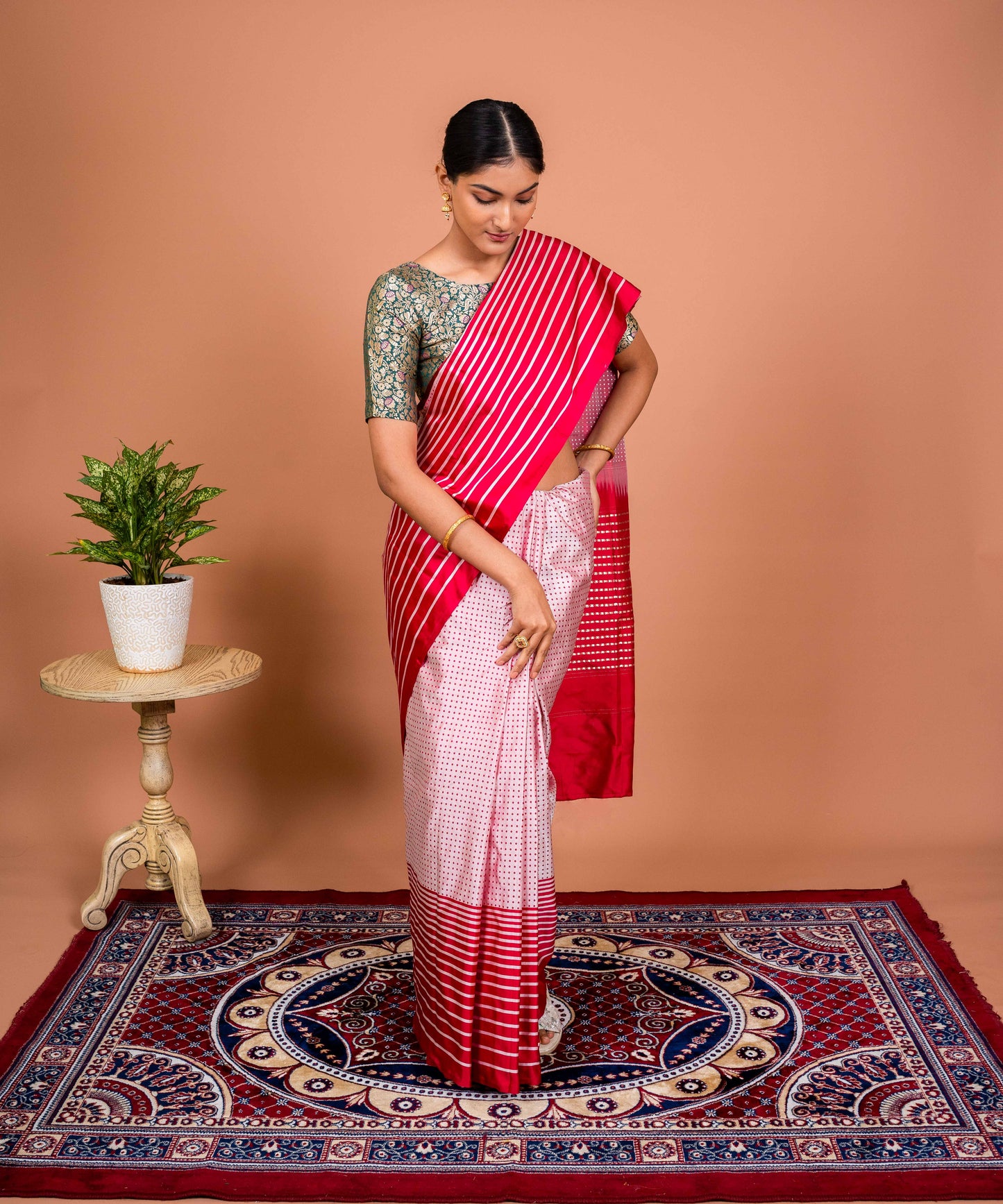 Dot and Stripes Handwoven Banaras Saree
