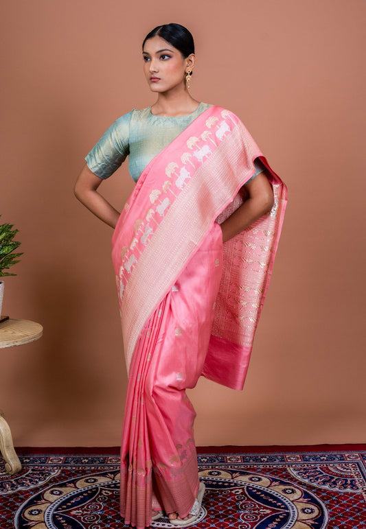Pichhwai border Handwoven Banaras Saree