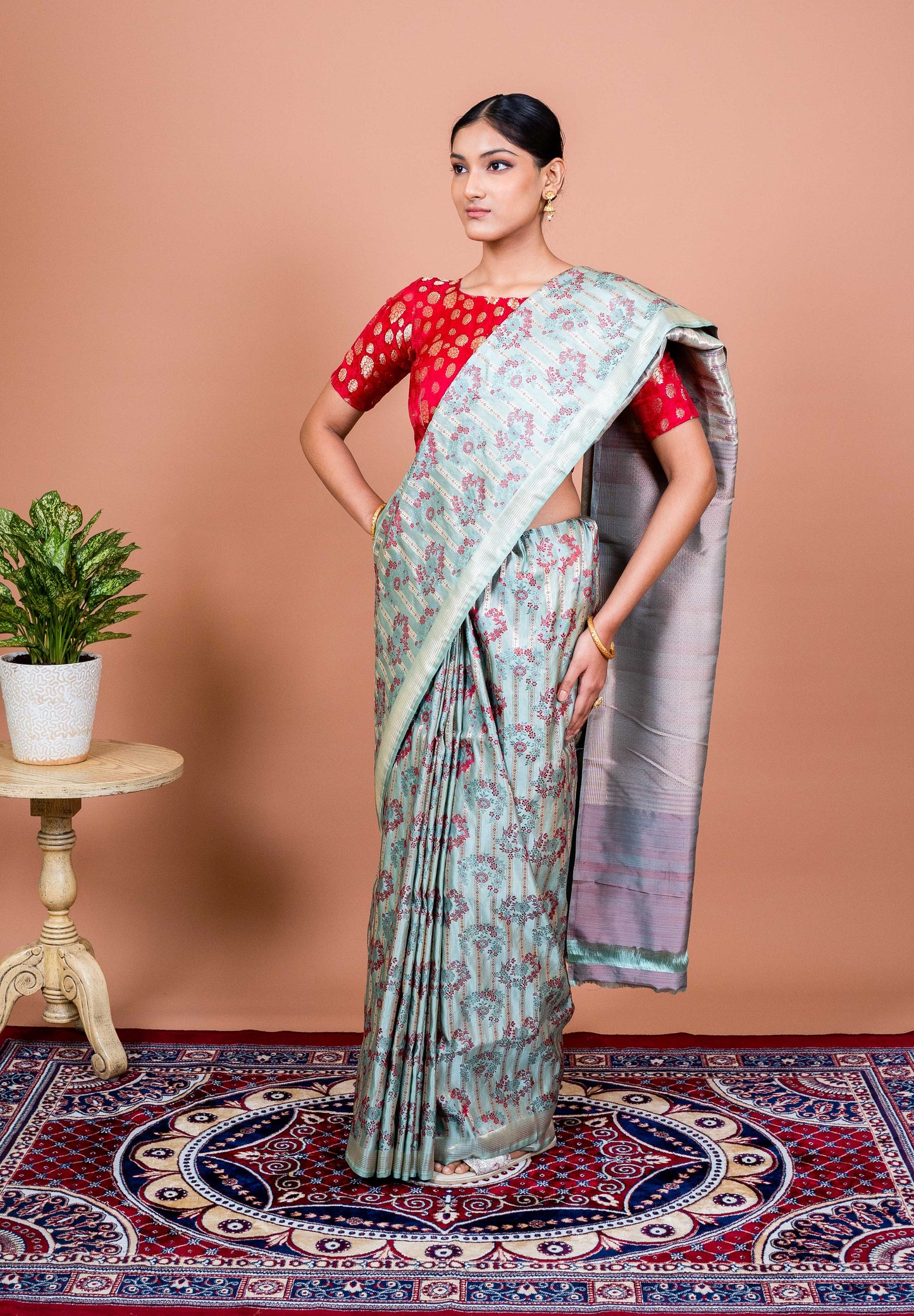 Tilfi Stripe Handwoven Banaras Saree