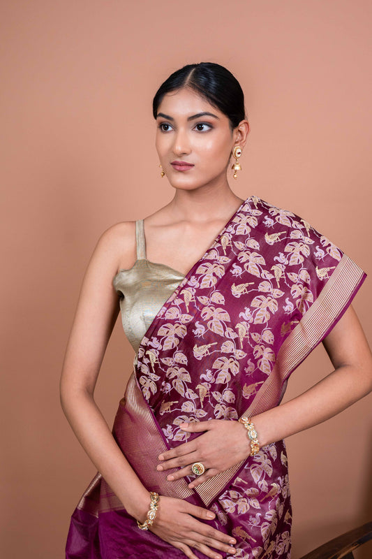 Chidiya Jaal Handwoven Banaras Saree
