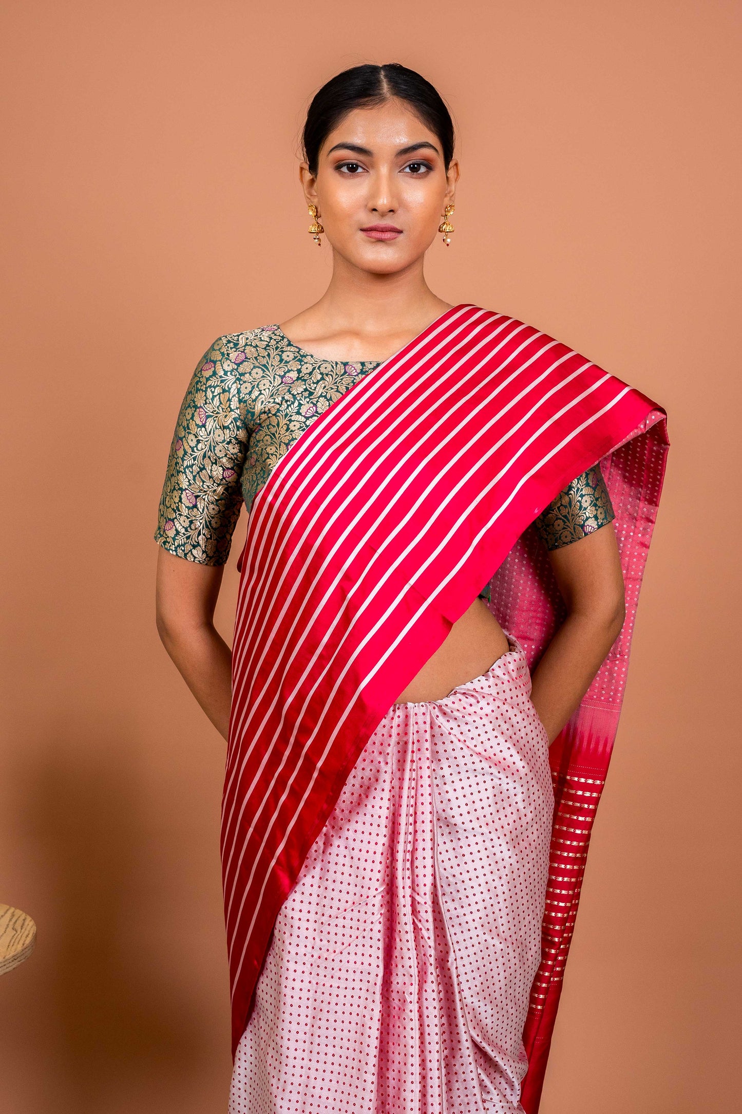 Dot and Stripes Handwoven Banaras Saree