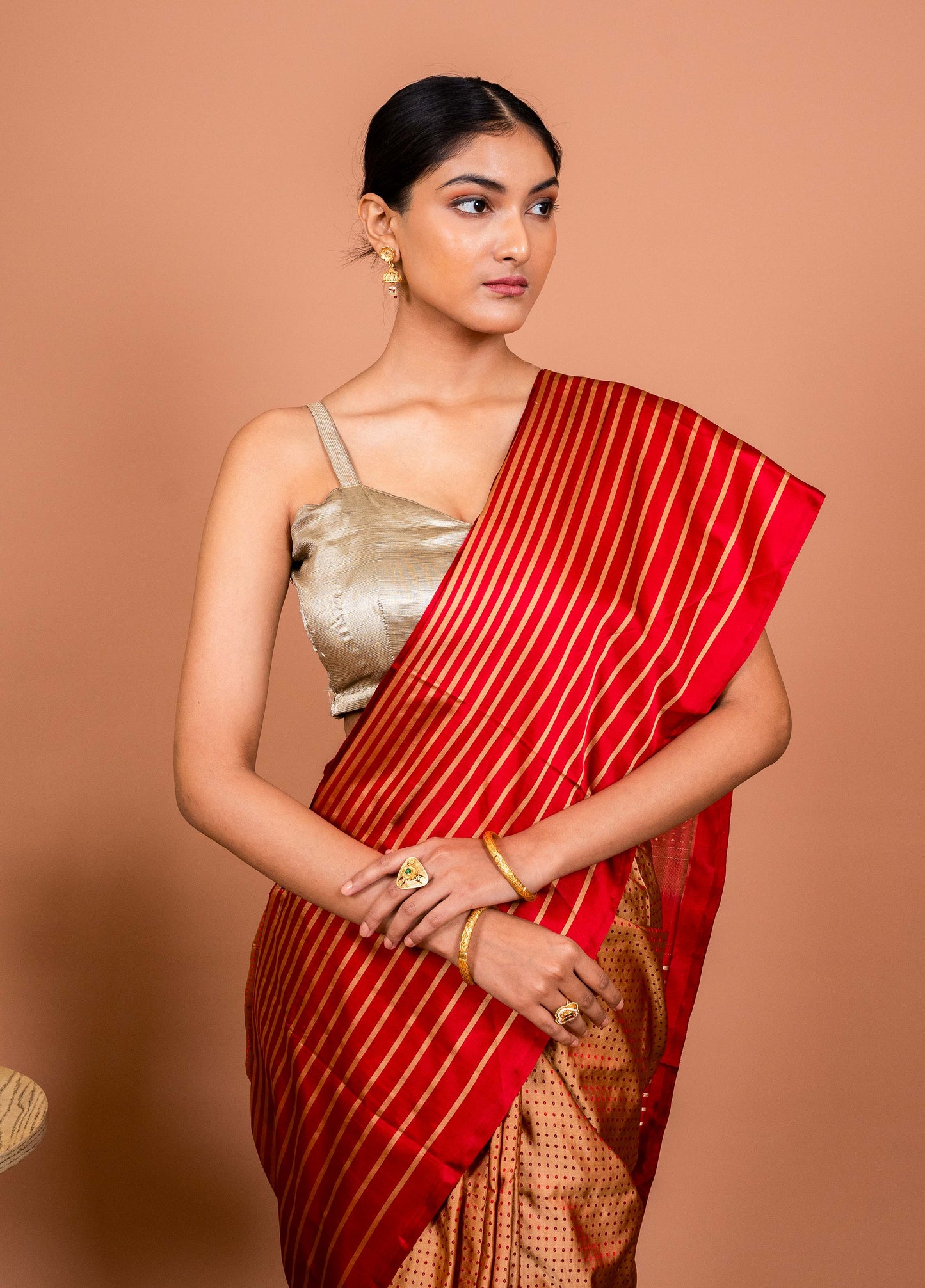 Dot and Stripes Handwoven Banaras Saree