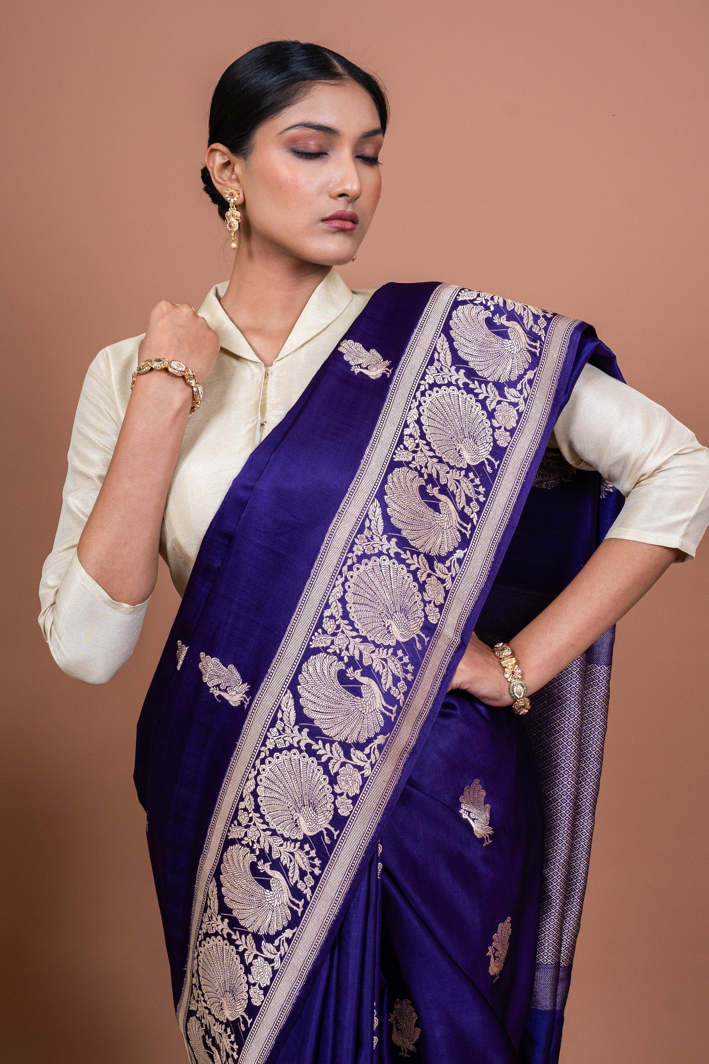 Mayur Border Handwoven Banaras Saree