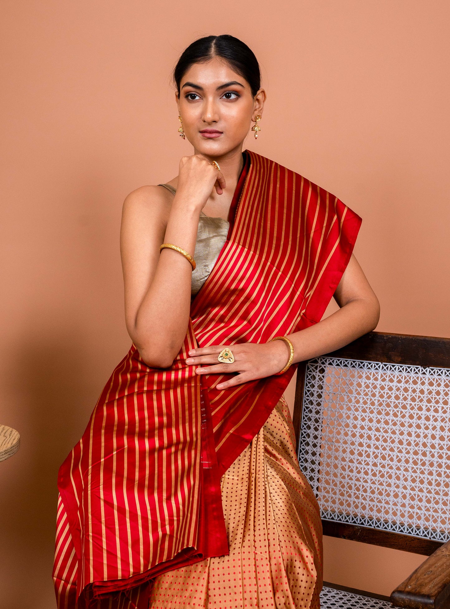 Dot and Stripes Handwoven Banaras Saree