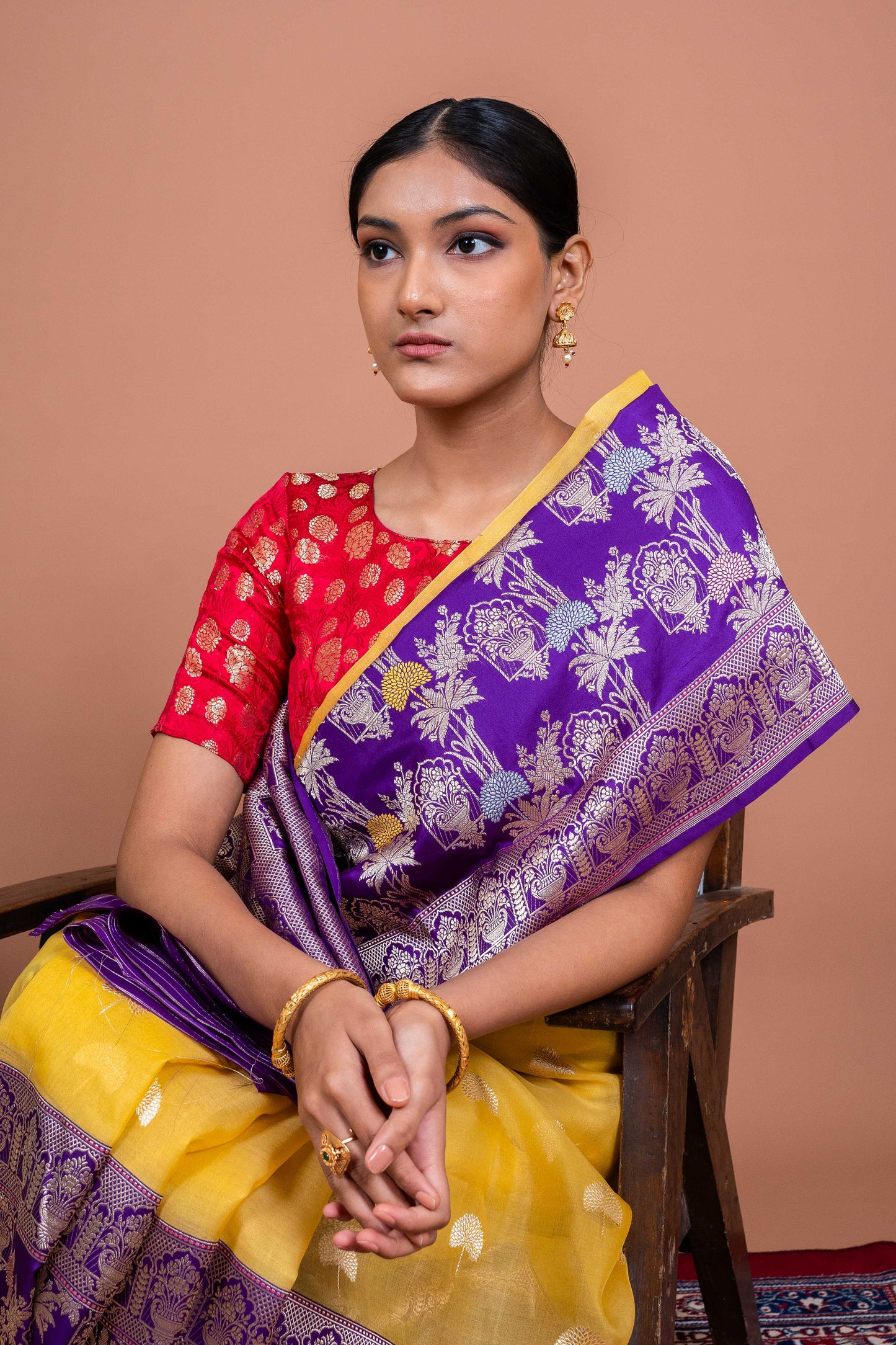 Kora Kataan Jaal Handwoven Banaras Saree