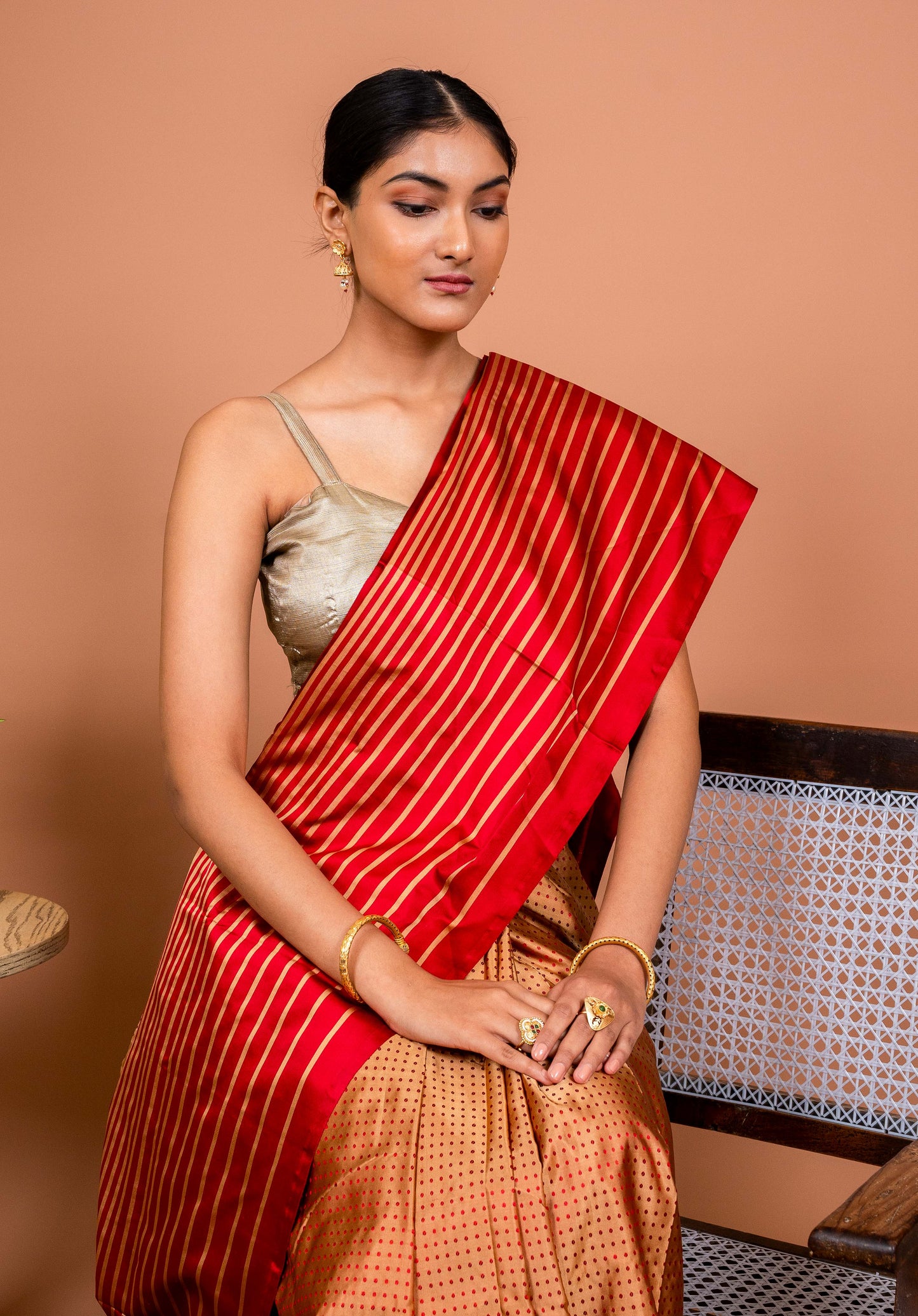 Dot and Stripes Handwoven Banaras Saree