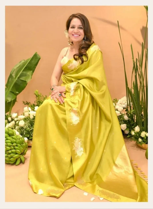 "Narsingh" Light Green Pure Banarasi Silk Saree