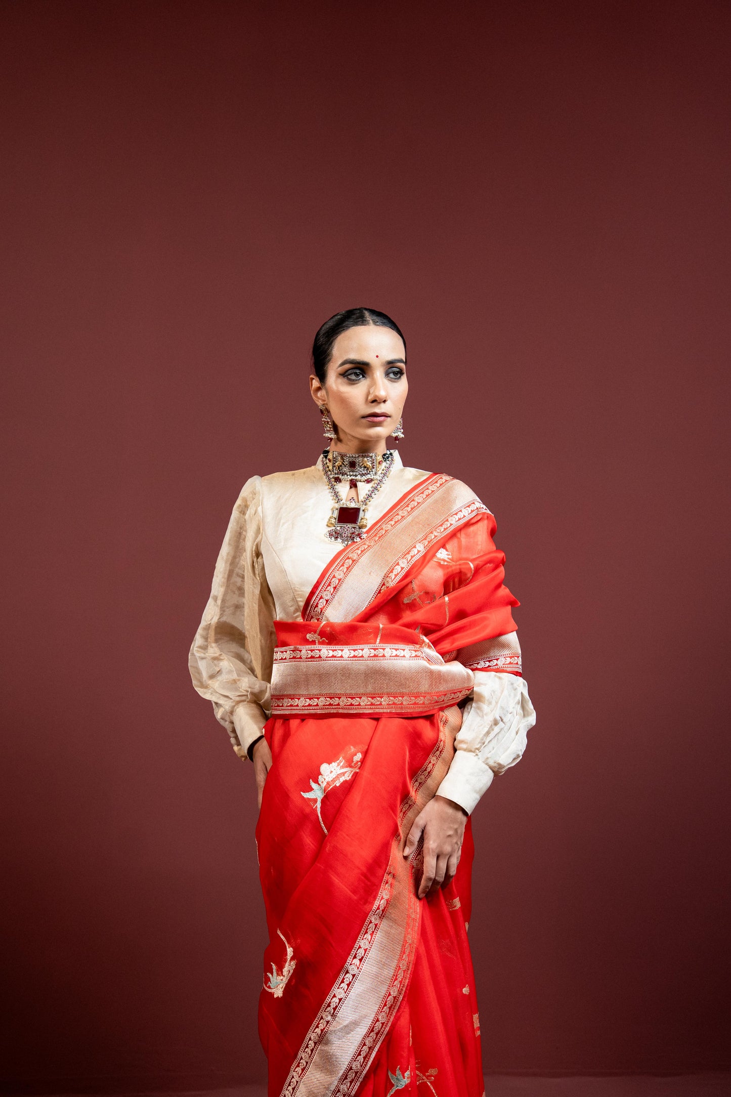 Hans, Banarasi Handwoven Saare