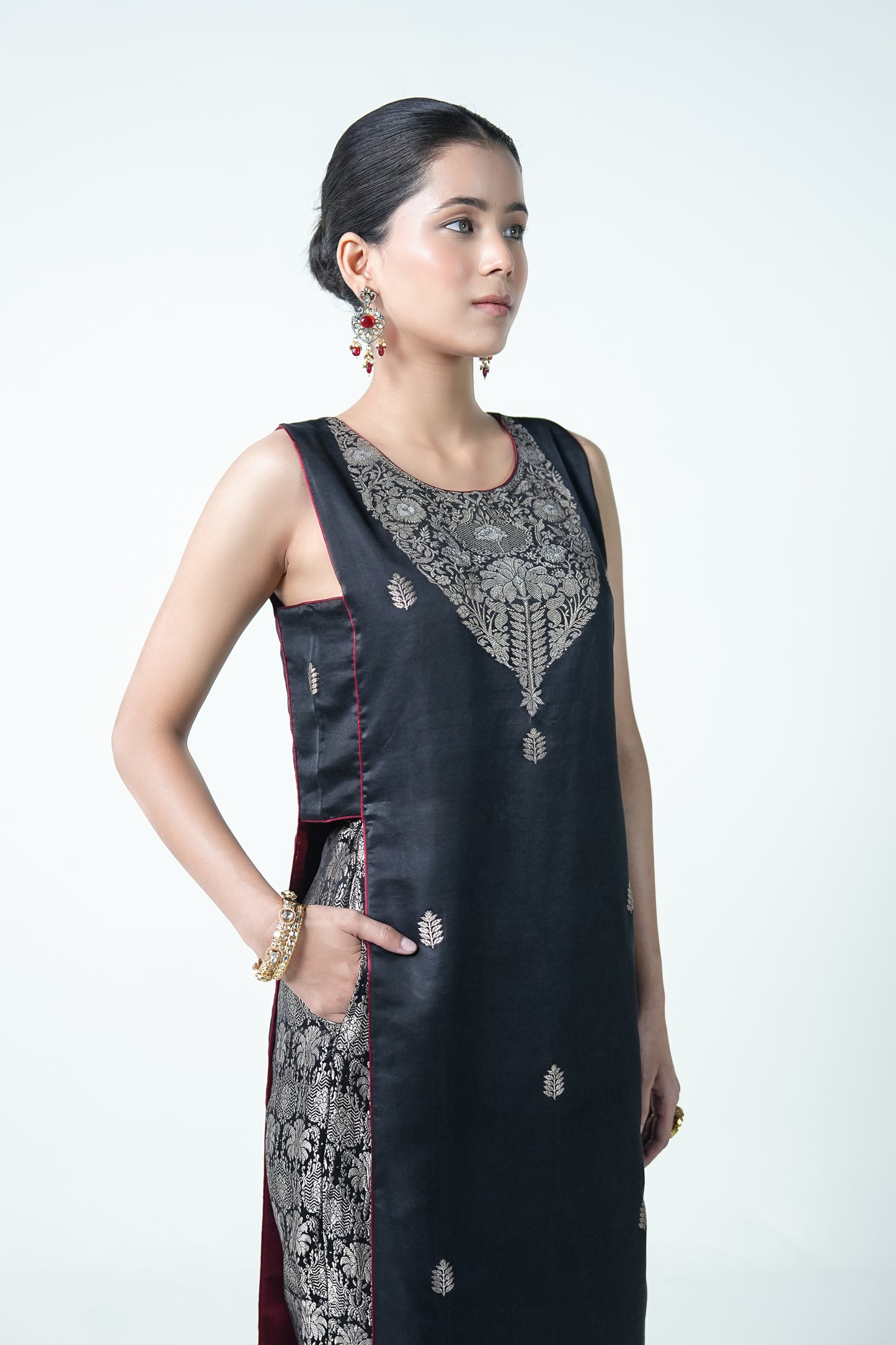 Rudraksh – Elegant Black Banarasi Ethnic Suit for Women