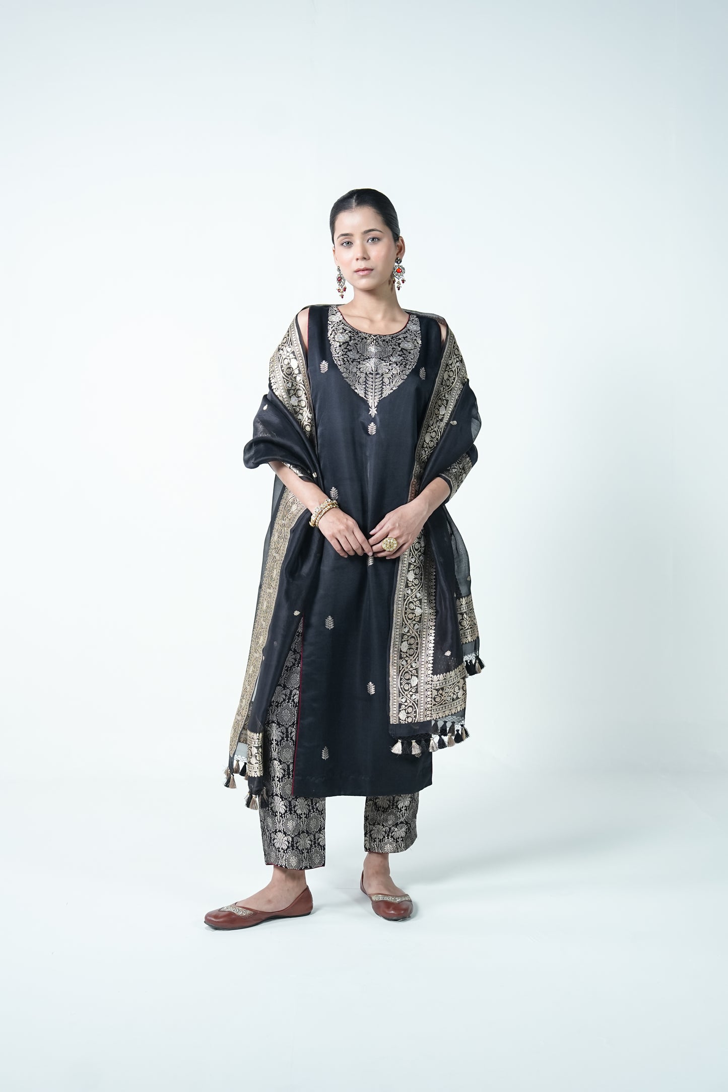 Rudraksh – Elegant Black Banarasi Ethnic Suit for Women