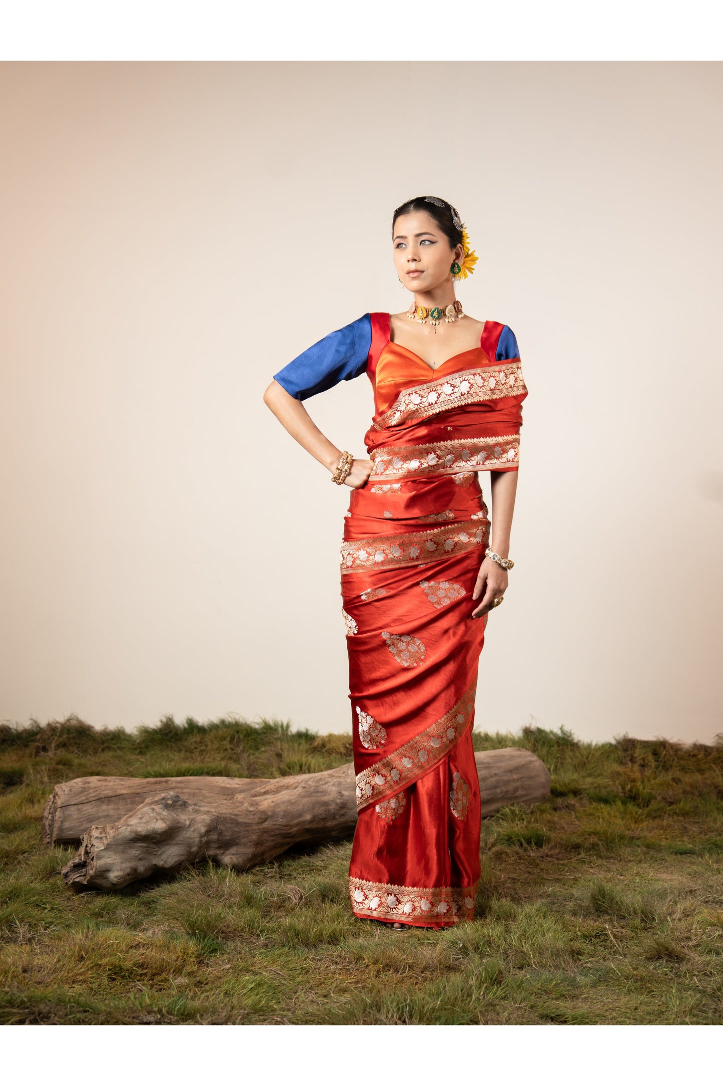 Sindhya – Orange Banarasi Silk Saree for Women