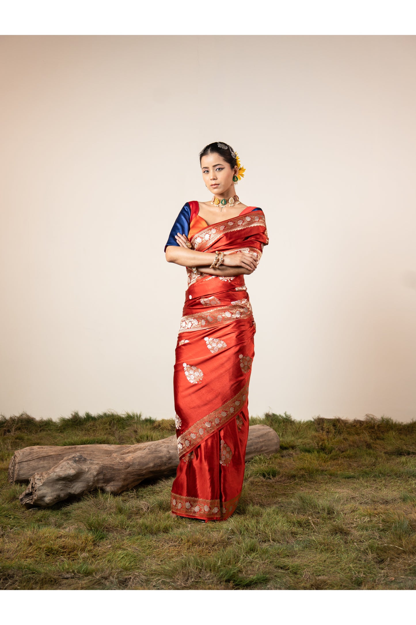 Sindhya – Orange Banarasi Silk Saree for Women