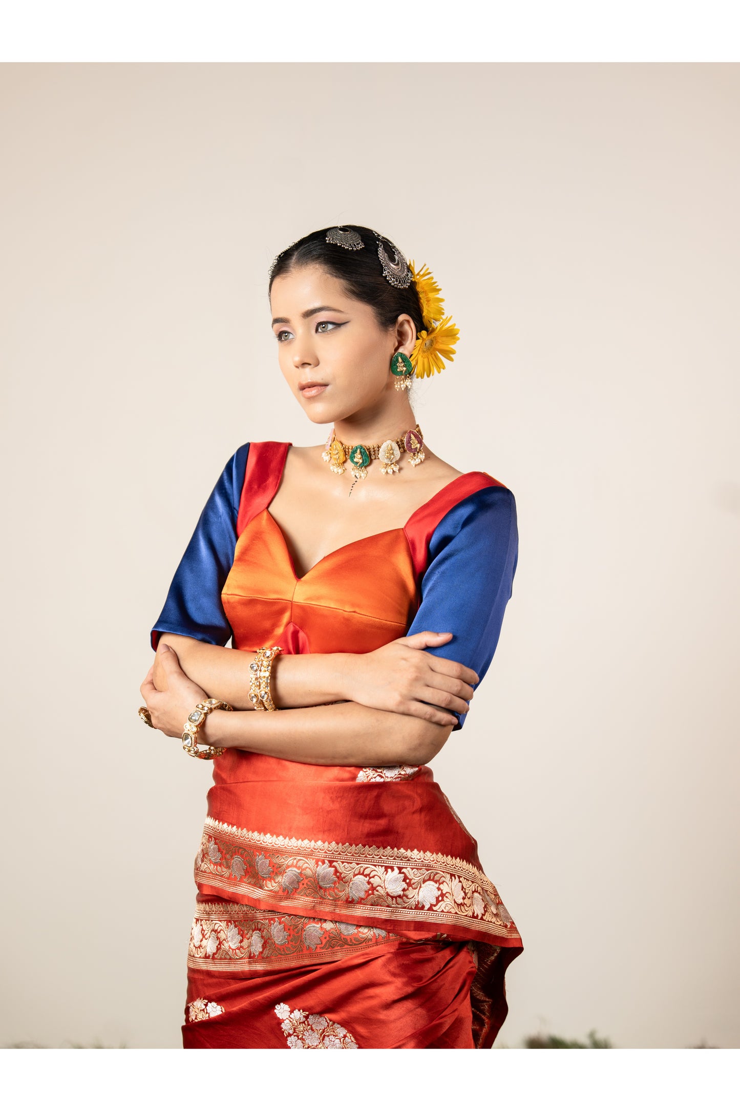 Sindhya – Orange Banarasi Silk Saree for Women