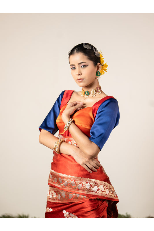 Sindhya – Orange Banarasi Silk Saree for Women