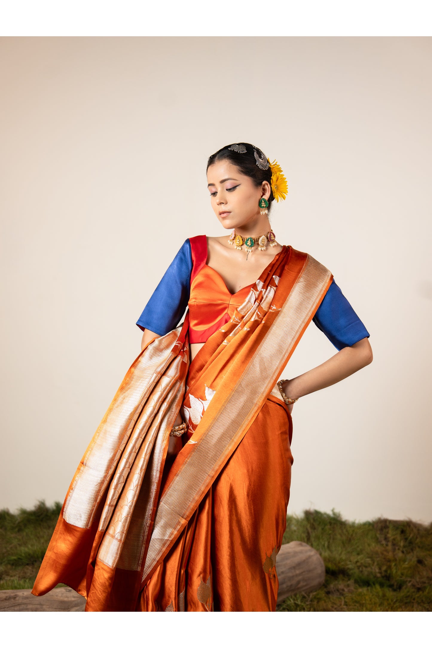 Paan – Orange Banarasi Silk Saree