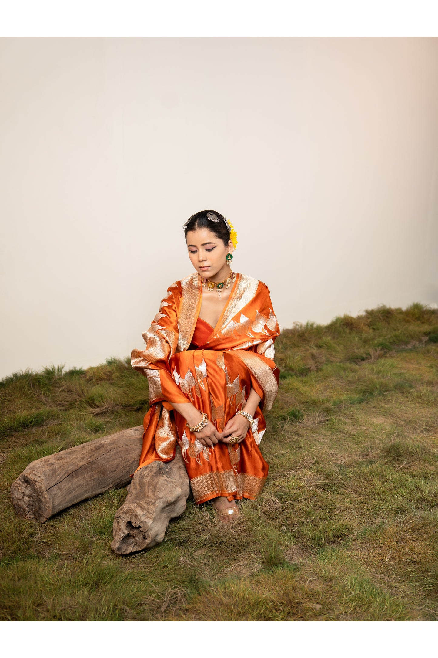 Paan – Orange Banarasi Silk Saree