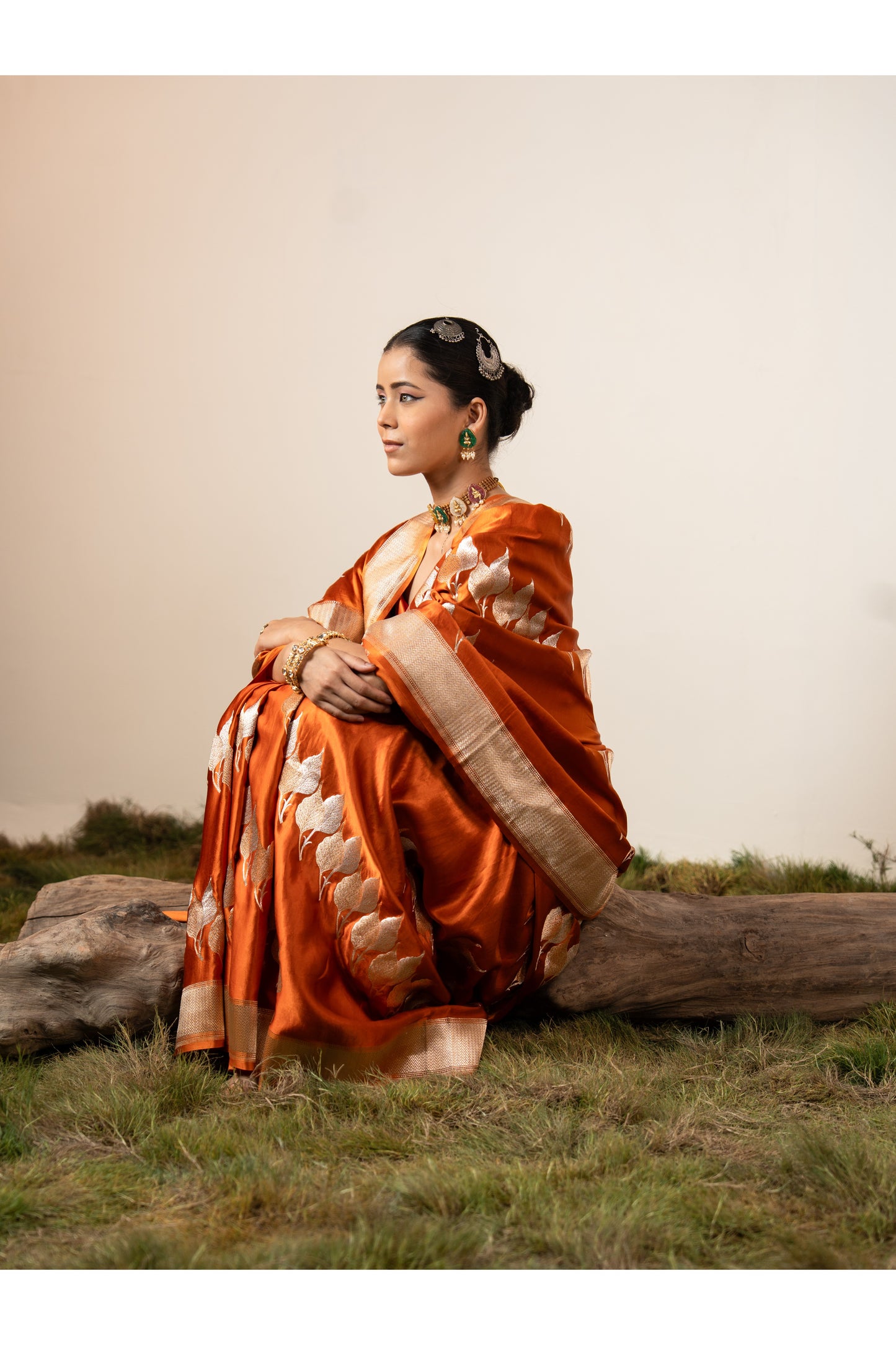 Paan – Orange Banarasi Silk Saree