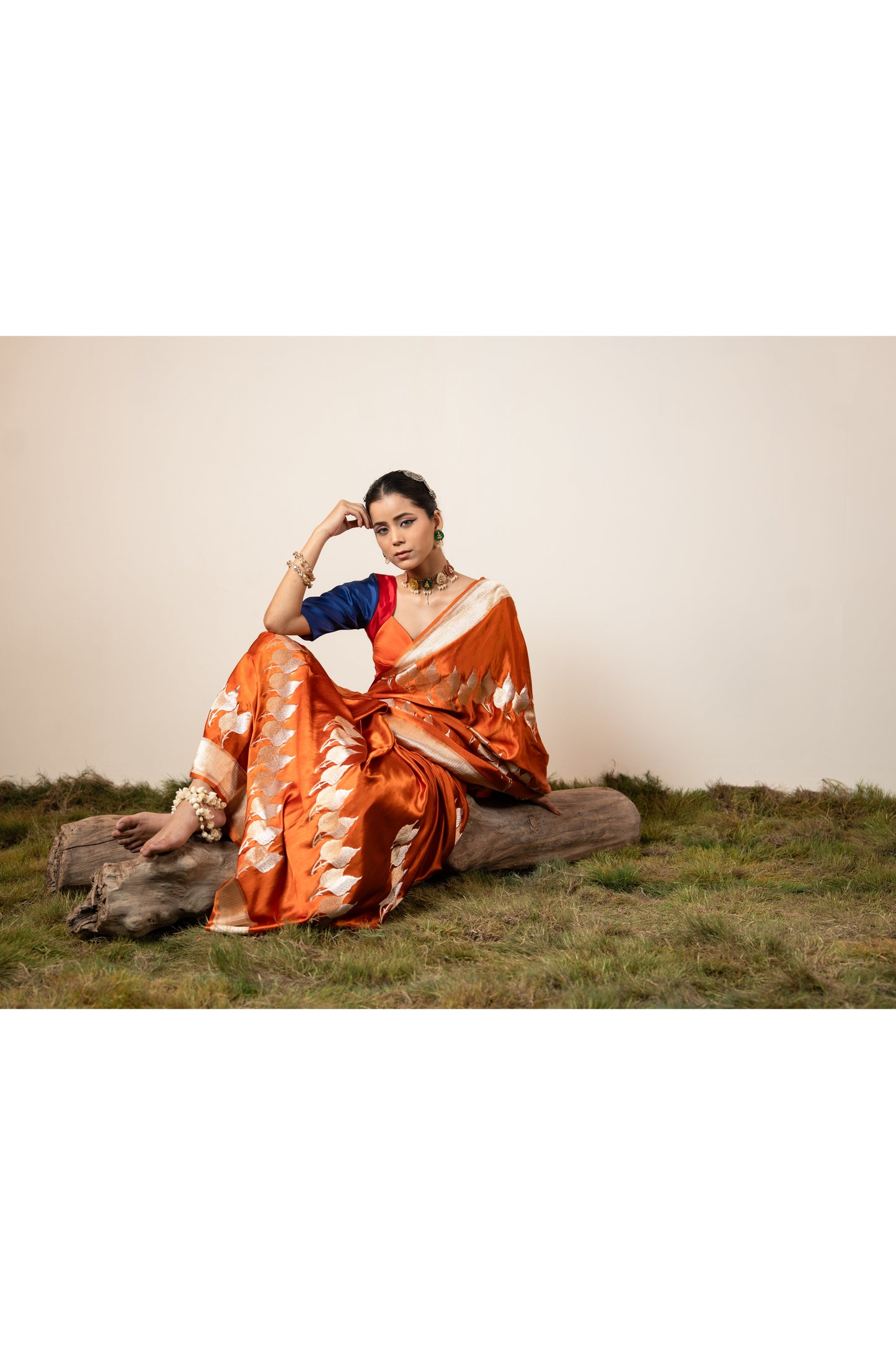 Paan – Orange Banarasi Silk Saree