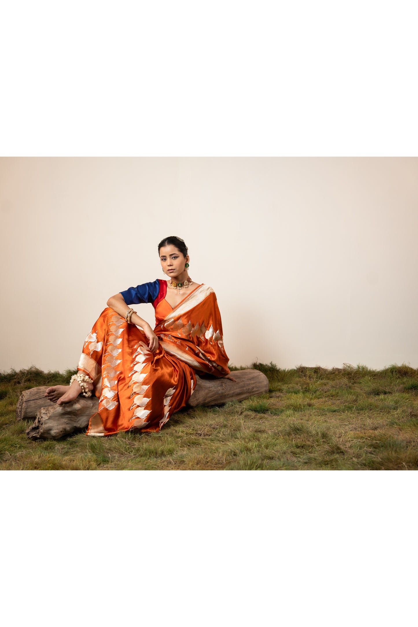 Paan – Orange Banarasi Silk Saree