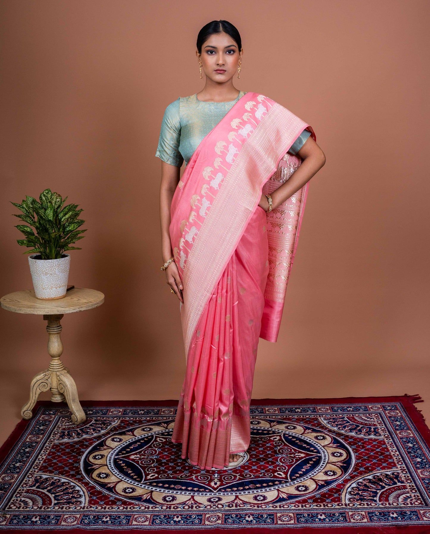 Pichhwai border Handwoven Banaras Saree