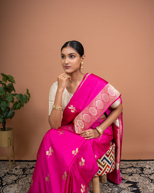 Gulabi Banaras Silk Saree