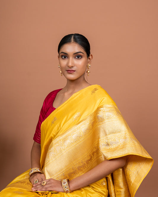 Sunshine Charm Banaras Silk Saree