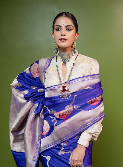 Mridul: Soft as a quiet breath, deep as the evening sky. Banarasi Handwoven