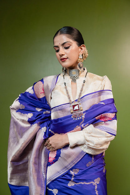 Mridul: Soft as a quiet breath, deep as the evening sky. Banarasi Handwoven