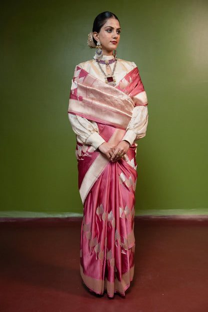 Peepal Rooted in calm. Alive with meaning. Handwoven Banarasi Saare