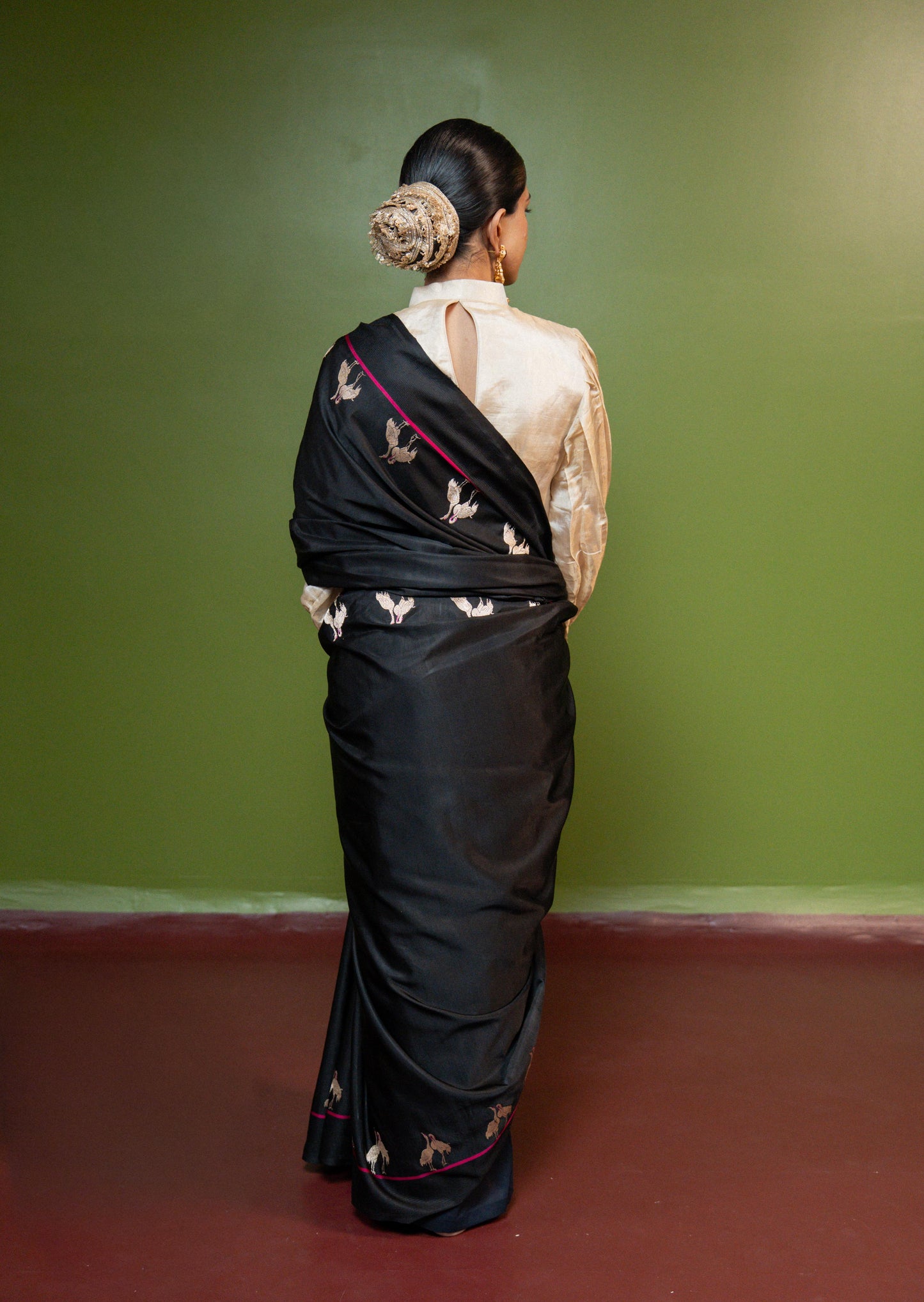 Flamingo: Grace that dares to stand apart. Banarasi Handwoven Saari