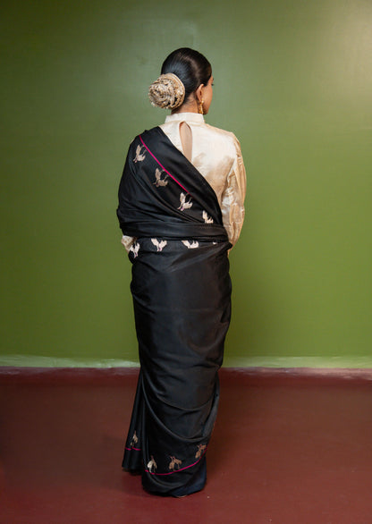 Flamingo: Grace that dares to stand apart. Banarasi Handwoven Saari