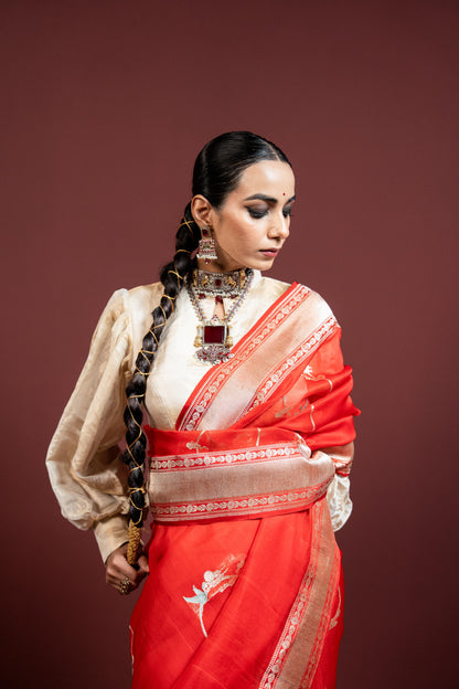 Hans, Banarasi Handwoven Saare