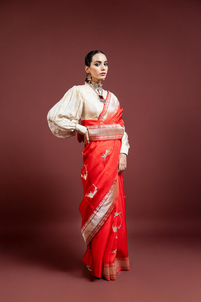 Hans, Banarasi Handwoven Saare