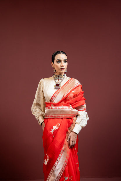 Hans, Banarasi Handwoven Saare