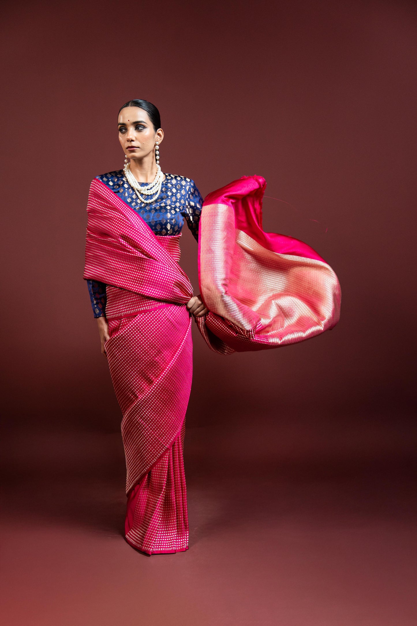 Minakshi: Magenta Banarasi Handloom Silk Saree