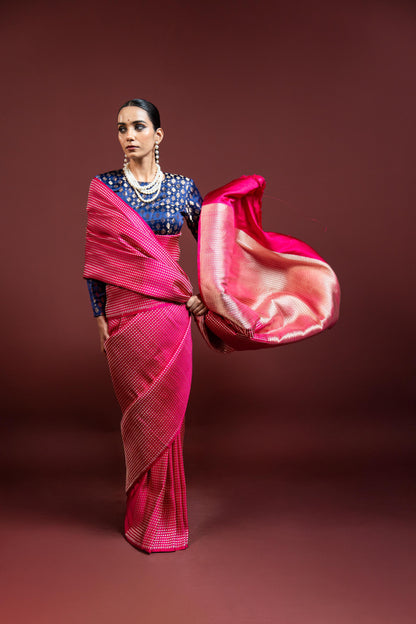 Minakshi: Magenta Banarasi Handloom Silk Saree