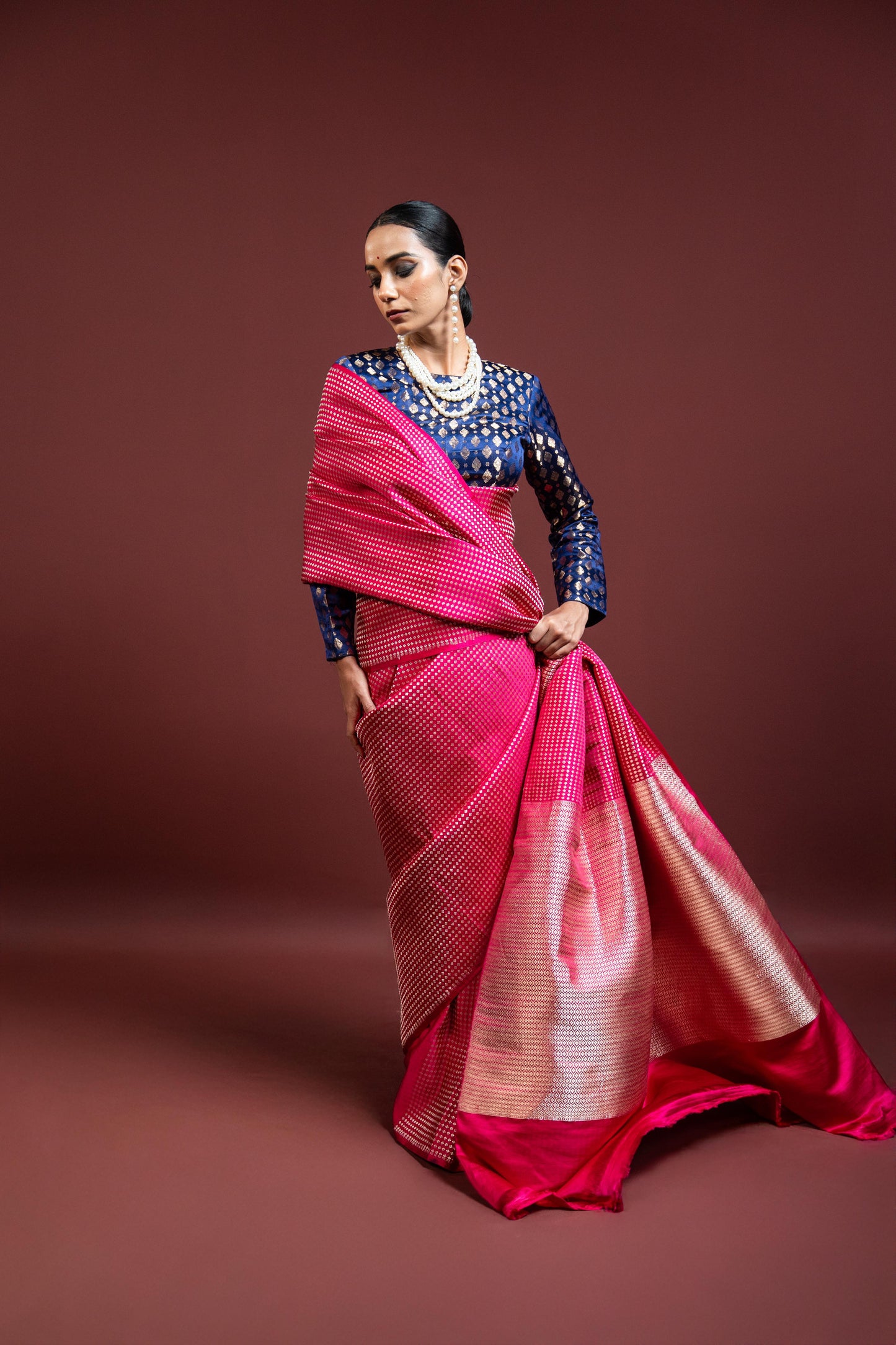 Minakshi: Magenta Banarasi Handloom Silk Saree