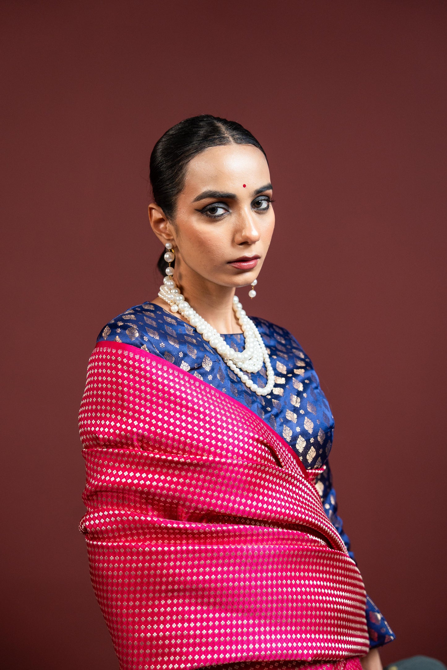 Minakshi: Magenta Banarasi Handloom Silk Saree