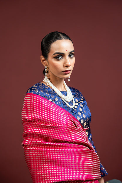 Minakshi: Magenta Banarasi Handloom Silk Saree