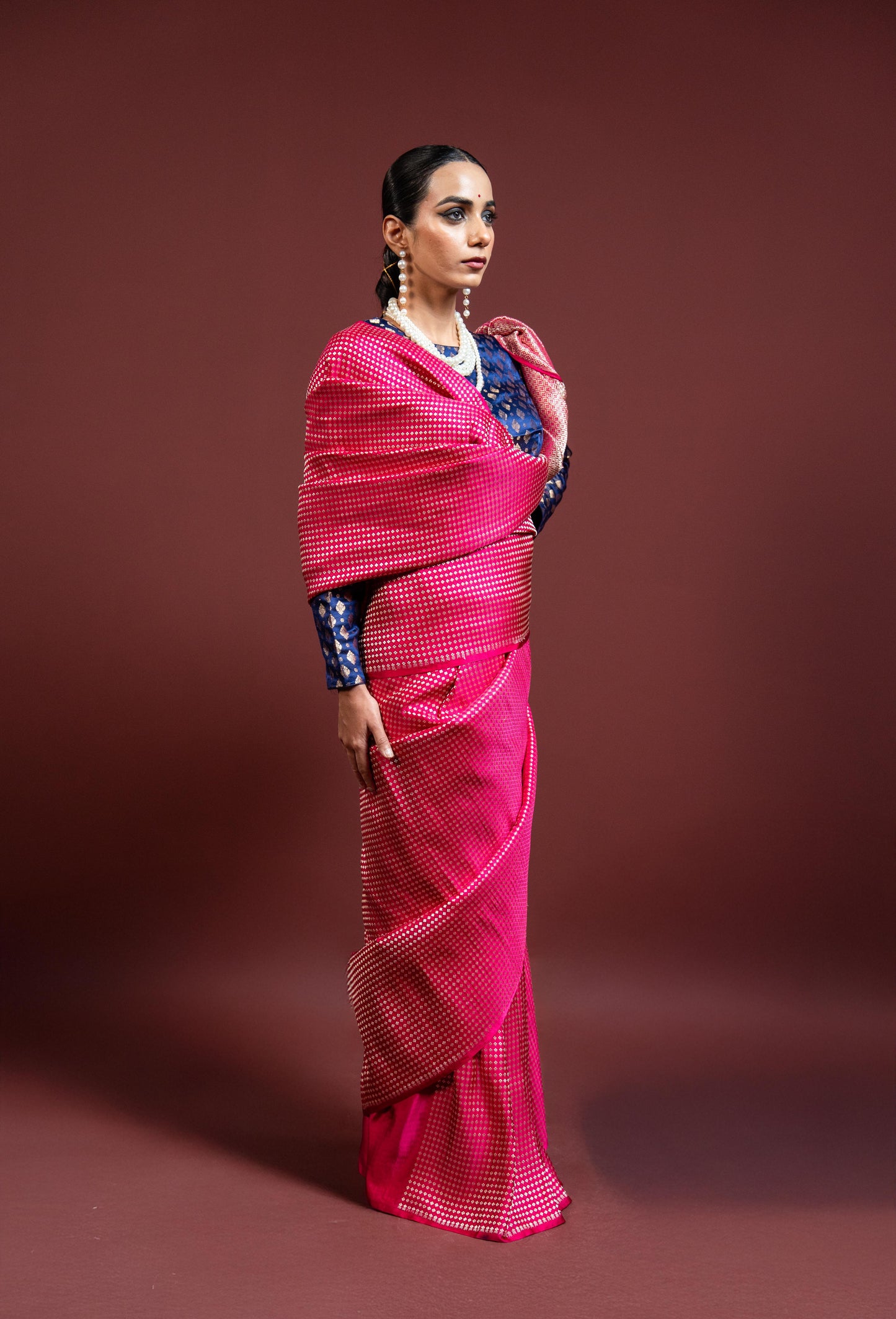 Minakshi: Magenta Banarasi Handloom Silk Saree