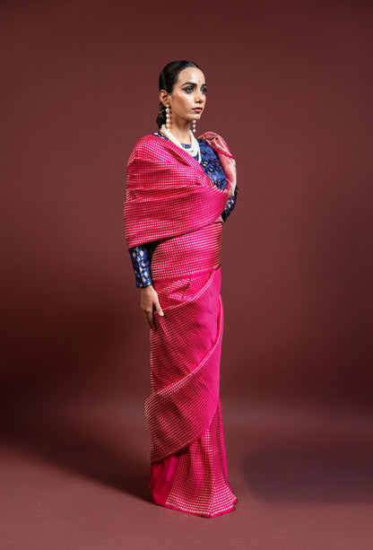 Minakshi: Magenta Banarasi Handloom Silk Saree
