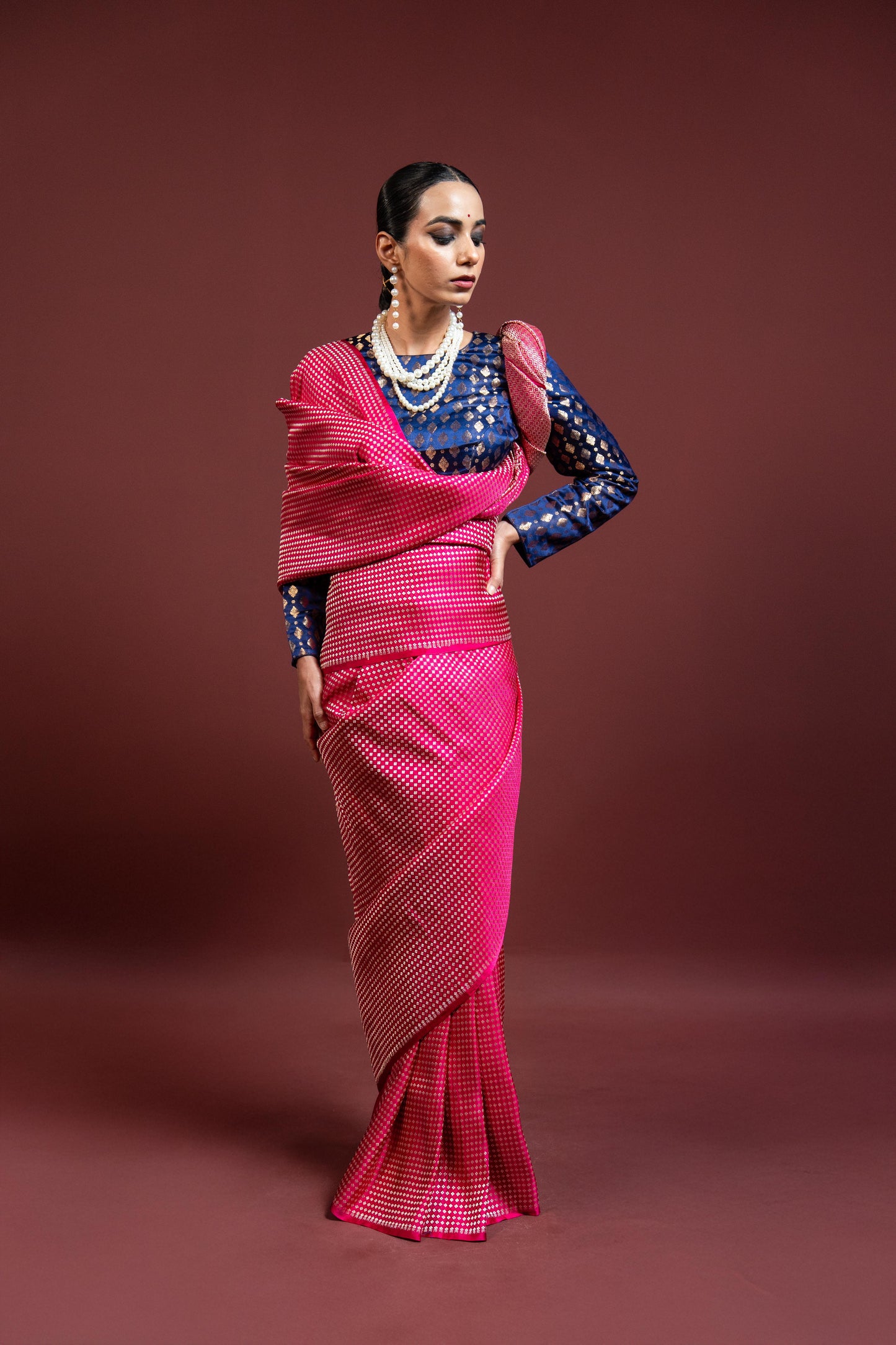 Minakshi: Magenta Banarasi Handloom Silk Saree